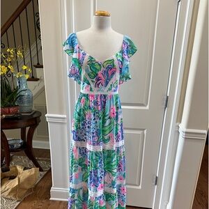 NWT Lilly Pulitzer Multi Kitten Around Ivie Maxi Dress Size 4